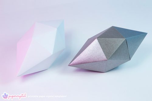 paper crystal printable gem templates ICOSAHEDRON grey