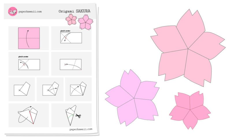 origami cherry blossom diagram paper kawaii