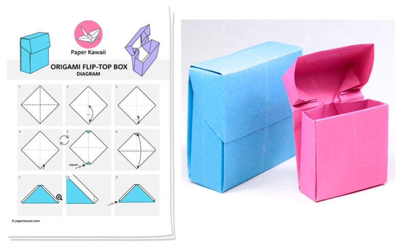 origami flip top box diagram