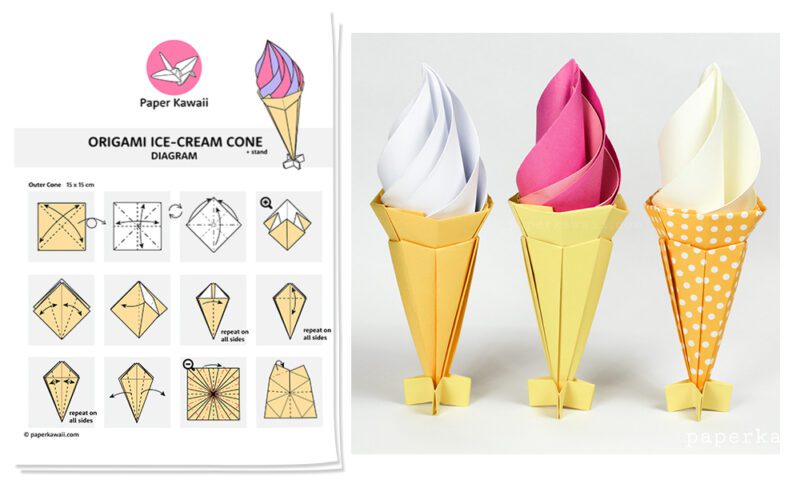 origami ice cream diagram