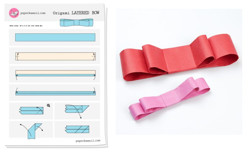 origami layered bow diagram paper kawaii