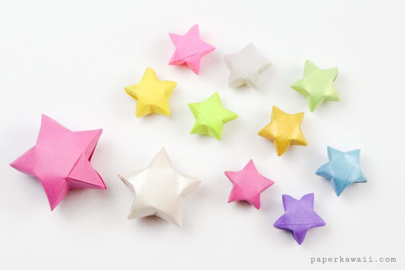 Easy Origami Lucky Star Diagram - Paper Kawaii Shop