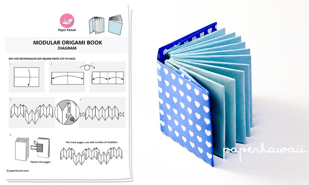 Origami Mini Book Diagram - Paper Kawaii Shop