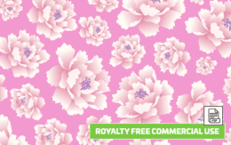 Peony Flower Seamless Vector Pattern - Royalty Free