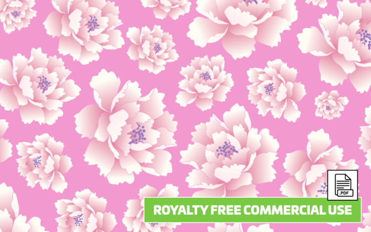 Peony Flower Seamless Vector Pattern - Royalty Free - Paper Kawaii Shop