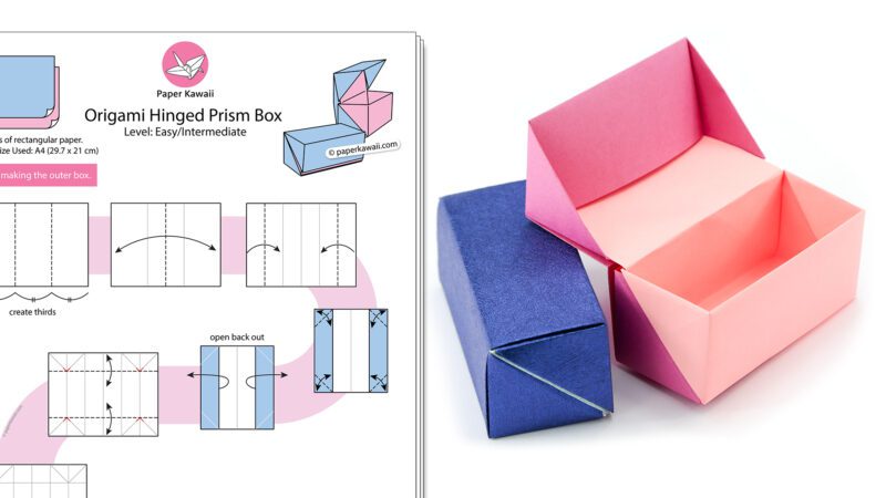 Origami Hinged Prism Gift Box Diagram