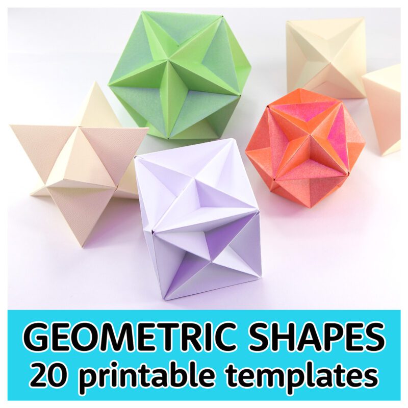 3d geometric shapes printable templates paper kawaii 00 2