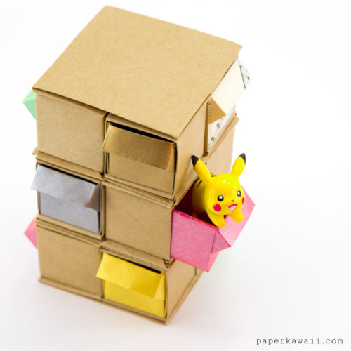 origami secret drawer tower paper kawaii 04