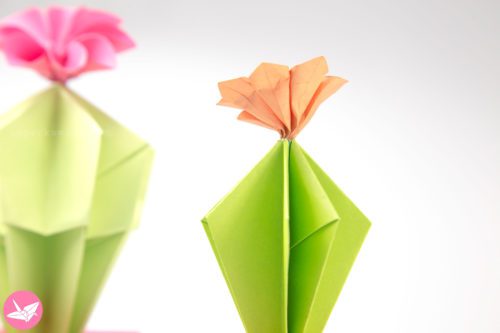 origami cactus with flower tutorial paper kawaii 02