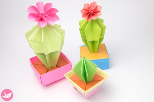 origami cactus with flower tutorial paper kawaii 05