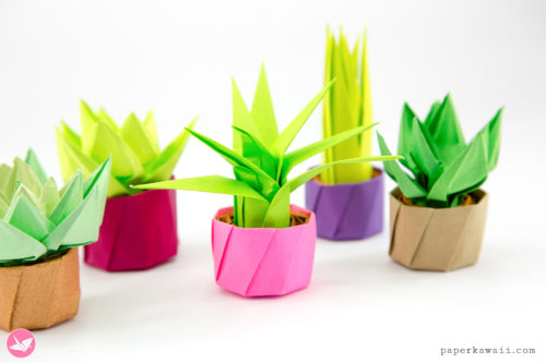 origami succulent plants tutorial paper kawaii 02