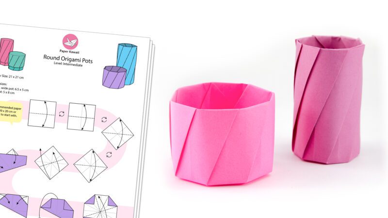 origami round pot diagram paper kawaii