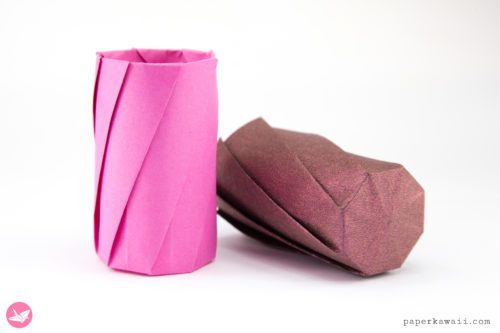 origami round vase tutorial paper kawaii 01